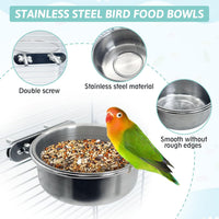 PINVNBY Parrot Feeding Cups Birds Food Dish Stainless Steel Parrot - Double screw / M - image 3