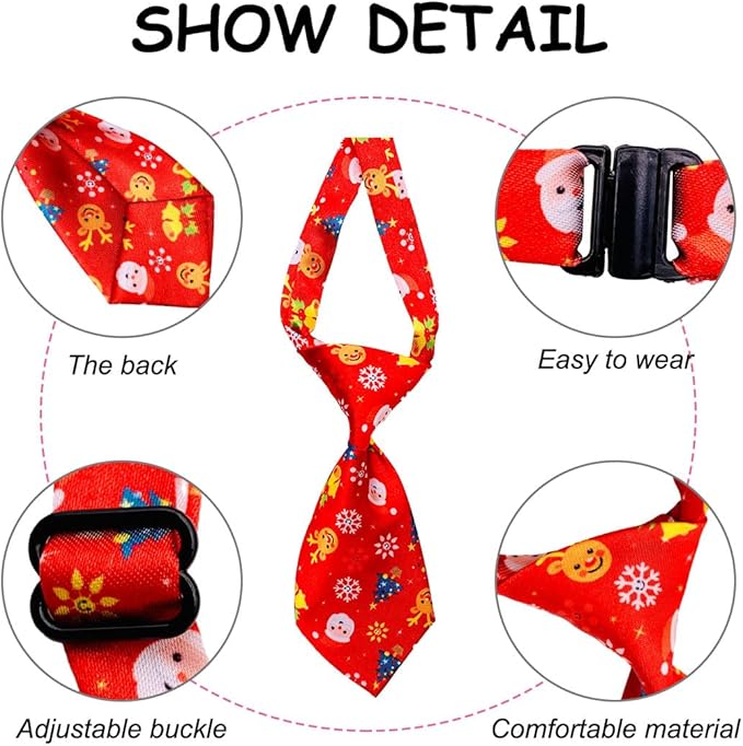 PET SHOW 10pcs Christmas Medium Dog Ties Neckties for Large Dogs Adjustable Holiday Grooming Accessories Neck Ties Bowties Girl Boy Festival Costumes Puppies Cats Photography Party Gift Favor