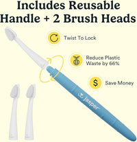 Jasper Microbrush Cat Toothbrush, Soft-Bristled Toothbrush Kit for Felines & Small Dogs, Premium Non-Slip Handle with 2 Replaceable Tooth Brush Heads, Use with Cat Toothpaste