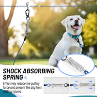 Dog Runner for Yard, Heavy Duty 100FT Dog Runs for Outside with 10FT Tie Out Cable, Trolley System - 100ft run cable+10ft tie out cable / Dark Blue - image 2