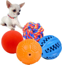 Volacopets Puppy Balls - Pack with Different Functions & Teething Toys for Small Dogs, Squeaky Dog - Small (4 Pack)