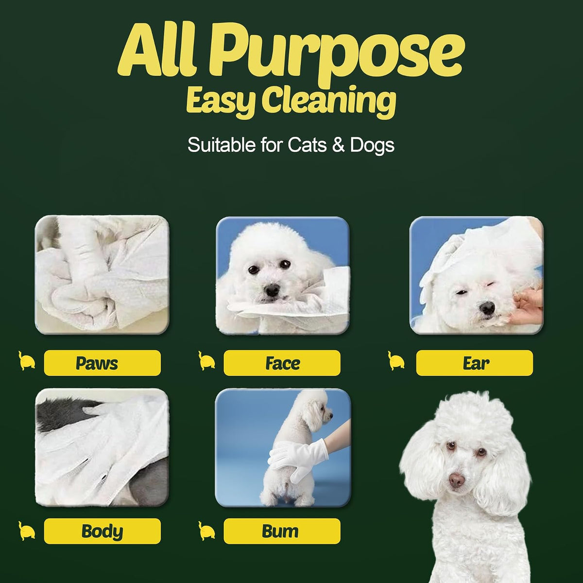 Pet Wipes for Dogs & Cats, Paws, Ears & Butt Cleaning - Lavender / 400 - image 2