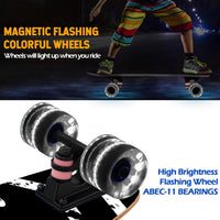 Skateboards with Colorful Flashing Wheels for Beginners, Kids - X-BlackWhite - image 4