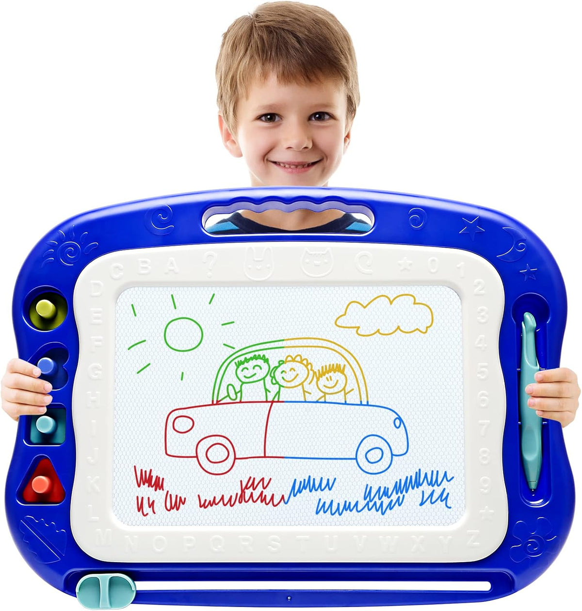 Magnetic Drawing Board,Large Doodle Board Toddler Toys for Girls Boys 3 4 5 6 7 Year Old Kids Gift - Blue