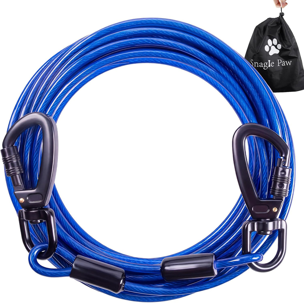 Tie Out Cable for Dogs, 50FT Dog Leads for Yard Chew Proof, Heavy Duty Leash for Large Dogs Up - 250lbs / 100ft / Blue