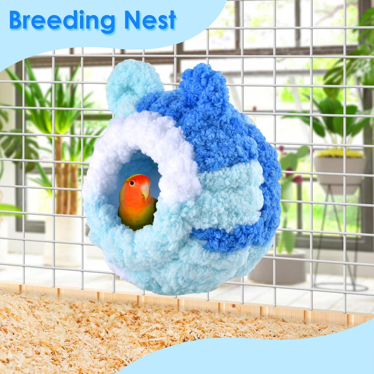 KATUMO Bird Nest, Small Sun Conure Breeding House Parrotlet Snuggle Hut Lovebird Bed for Conure - S (Blue) - image 4