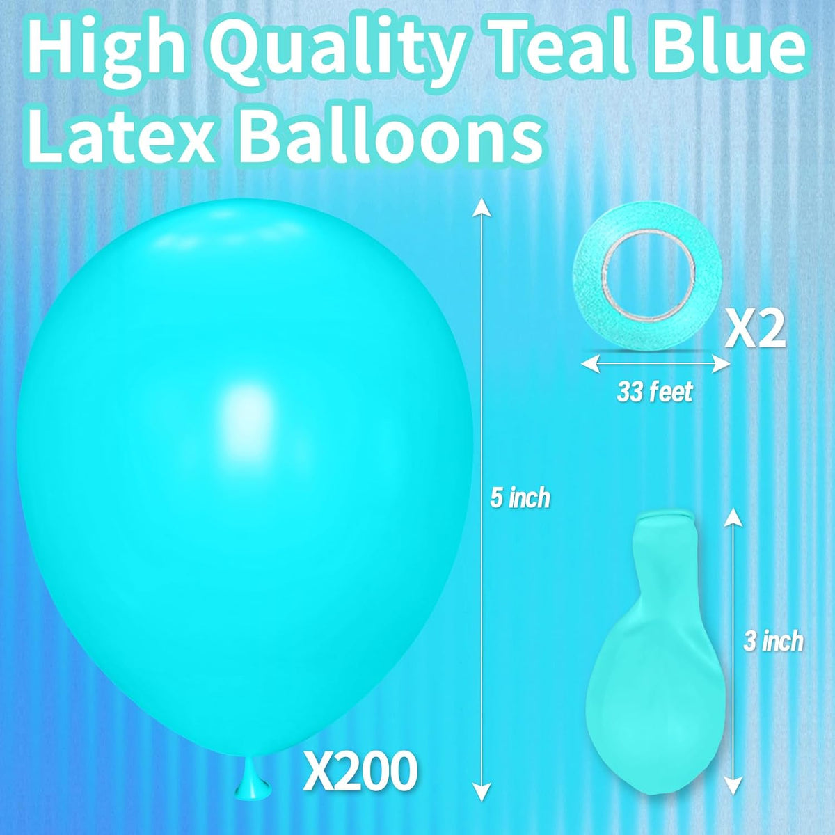 200pcs Balloons 5 Inch Assorted Colors - A18-teal Blue / 5inch (small) - image 2