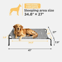 Veehoo Original Elevated Dog Bed - Outdoor Raised Cot for Large Dogs, One-Sided Raised Headboard Cooling Pet Bed, Sleeping Training Cot, Non-Slip & Breathable, XL, CWC2417A