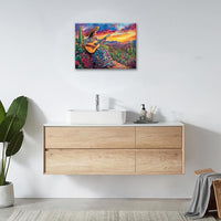 Mexican Women Pictures Wall Art, Cactus Landscape Bathroom Wall Decor, Nature Scenery Aesthetics Framed Painting Desert Modern Canvas Artwork for Bathroom Bedroom Living Room Decorations 20"L x 16"W