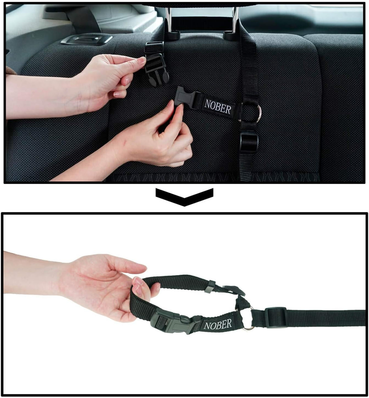 Pet Dog Cat Seat Belts, Car Headrest Restraint Adjustable Safety Leads Vehicle Seatbelt Harness 1 - 2 Pack / Black - image 4