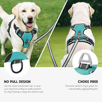 Timos No Pull Dog Harness, Release at Neck Reflective 3 Snap Buckles Adjustable No Choke Pet Vest with Front & Back 2 Leash Clips, Soft Padded Control Training Handle for Small Medium Large Dogs