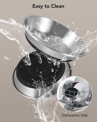 Stainless Steel Cat Bowl 2PC, Non-Slip cat Food Dish - 2 PC-6.3in - image 2