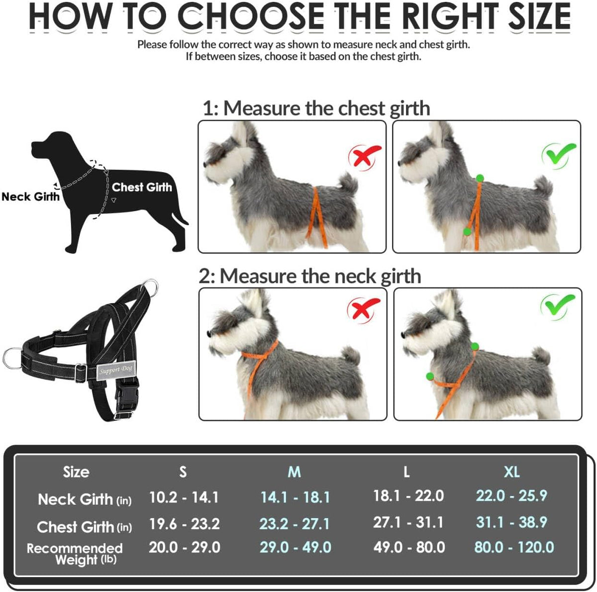 SlowTon No Pull Dog Harness and Leash Set, Heavy Duty - Black / Large - image 3