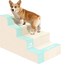 Dog Stairs for Bed, Extra Wide 4-Step Dog Steps for High Bed - White / 4 Steps