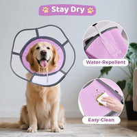 Soft Dog Cone Collar After Surgery Recovery,Adjustable E-Collar with Removable Shield,Lightweight,Breathable Anti-Licking Protective Cone for Large,Medium,Small Pets (Rose Pink, M (Neck:12''-15''))