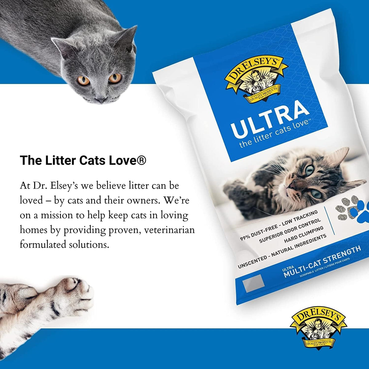 Dr. Elsey's Ultra UnScented Clumping Clay Cat Litter – Daily Care for Cats - 40 lb - image 3