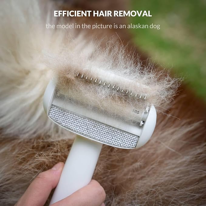 Self Cleaning Grooming Brush for Shedding Pets Rake Gently Removes Loose Undercoat Mats Tangled (Black)