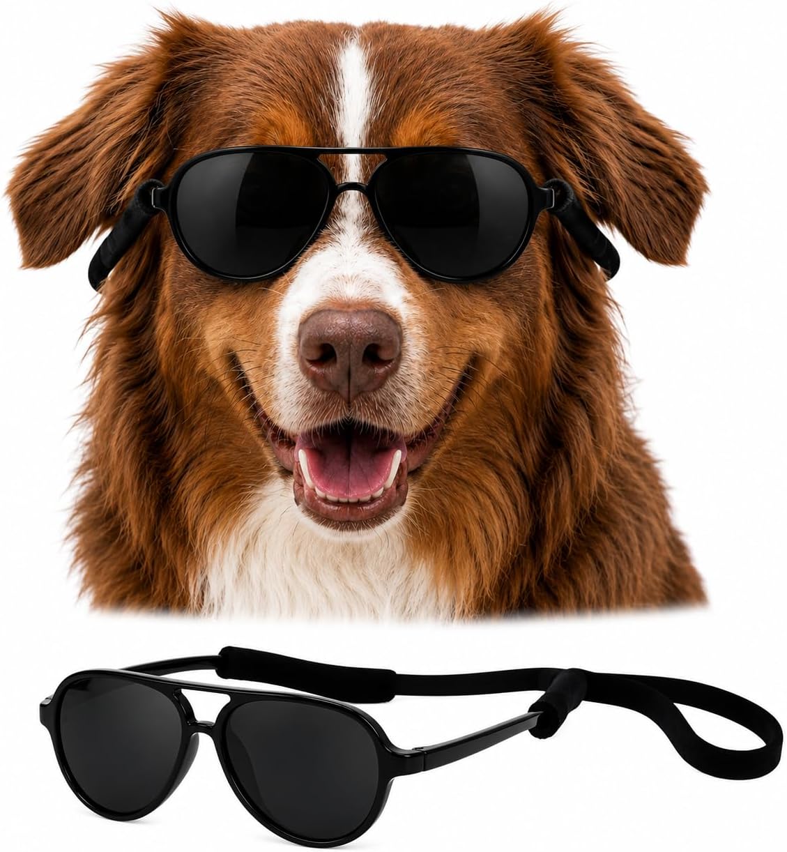 G010 Dog pet Costume Aviator Sunglasses for Medium Breeds – Essentials for Dogs - black / uv400