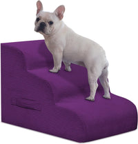 4 Step Dog Stairs Pet Ramp for High Beds, Sofas and Cars – Essentials for Dogs - Purple / 3.0 / 3-Step 16"H