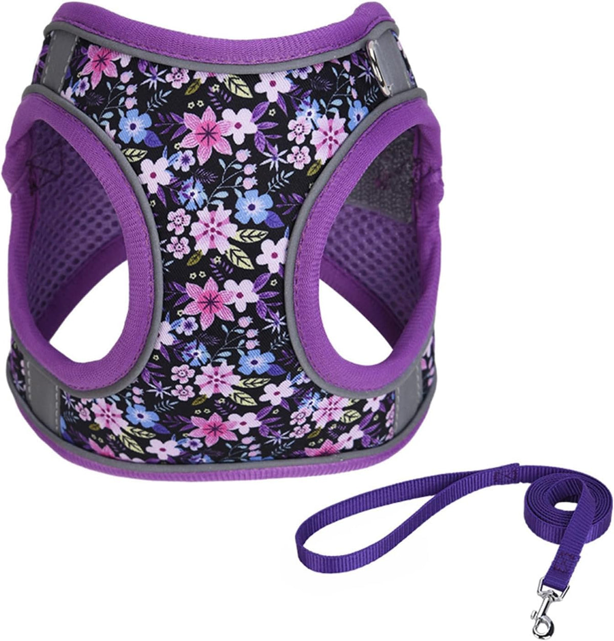 Step in Dog Harness No Pull Flower Adjustable Soft Mesh Harness – Essentials for Dogs - M(neck:12"-13.5",chest:16"-18") / Purple