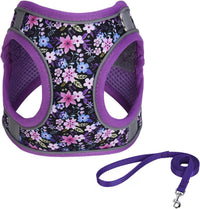 Step in Dog Harness No Pull Flower Adjustable Soft Mesh Harness – Essentials for Dogs - M(neck:12"-13.5",chest:16"-18") / Purple