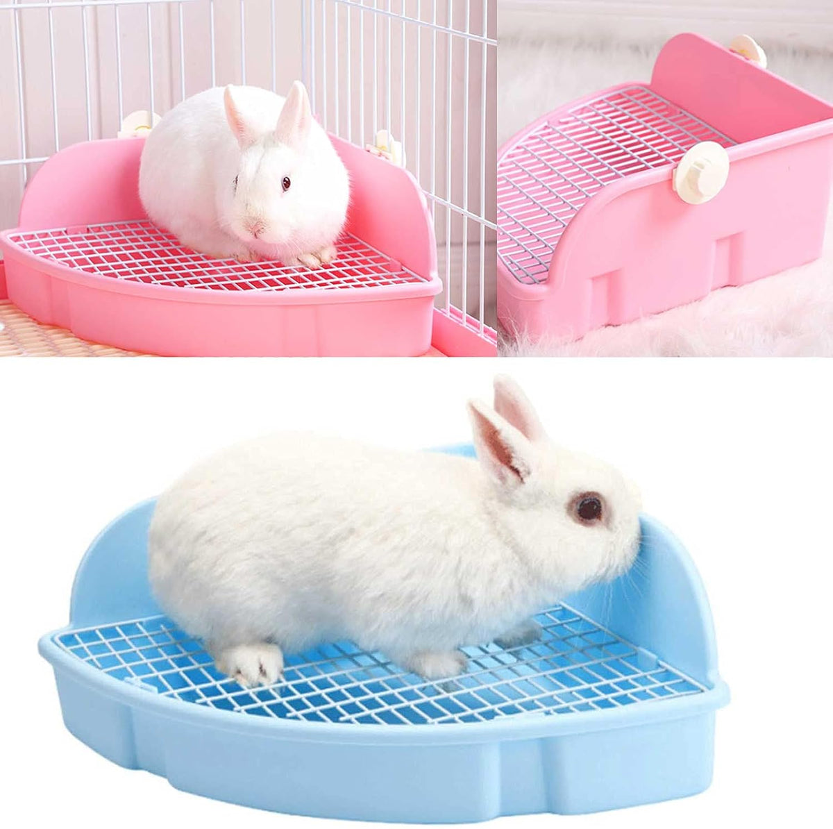 Large Rabbit Litter Box Bunny Corner Toilet Box Potty Trainer Bigger - Pink - image 3