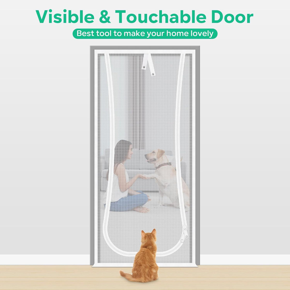 Reinforced Thickened Cat Screen Door - White / NEW Up-u Shape, Fits Door Size up to 38"x 81" - image 3