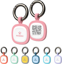 Pawaii Dog ID Tag, Silent Silicone QR Code Tag, Scan Alerts - Pink