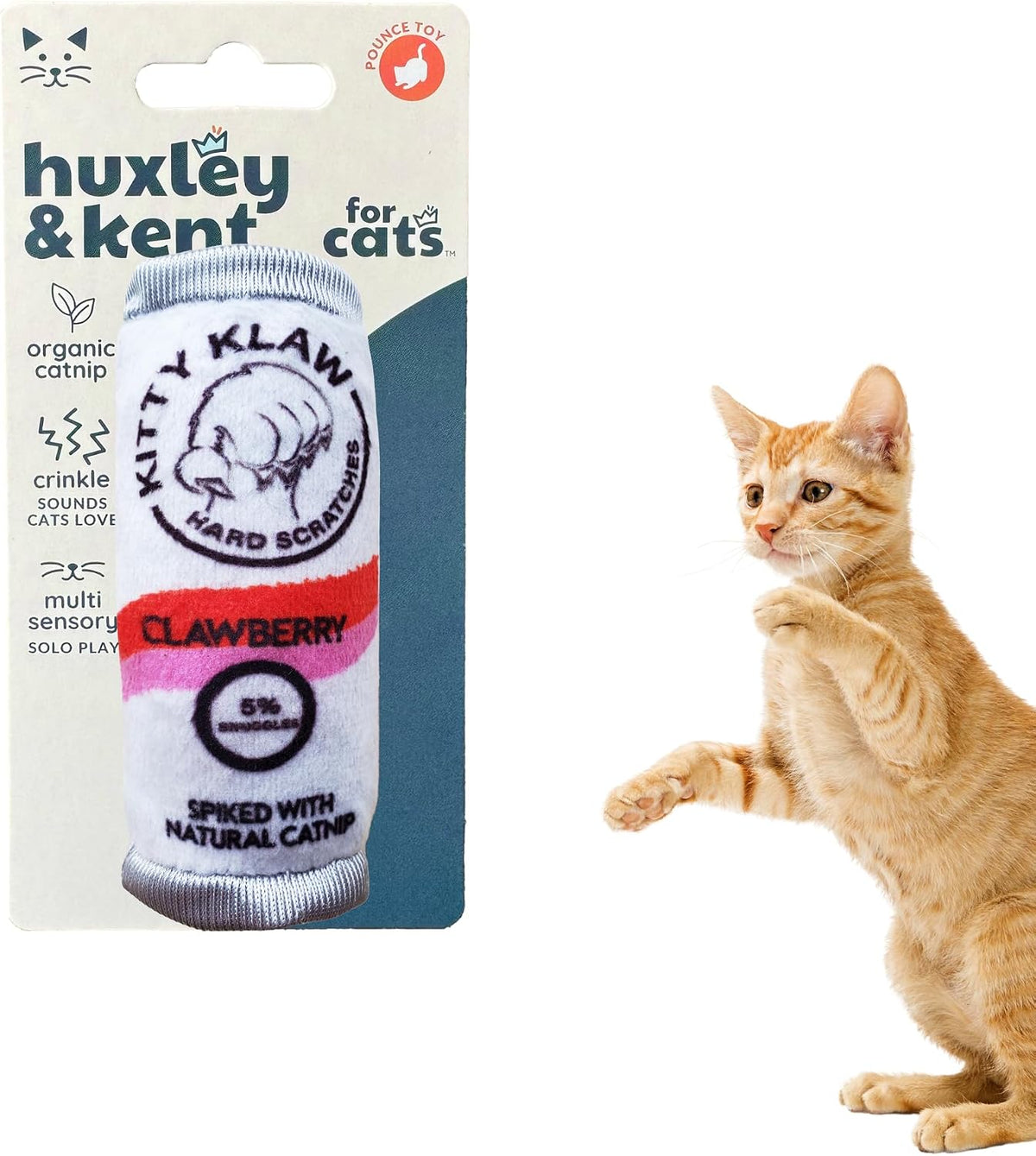 Huxley & Kent Plush Crinkle Catnip Cat Toy - Kitty Klaw Clawberry