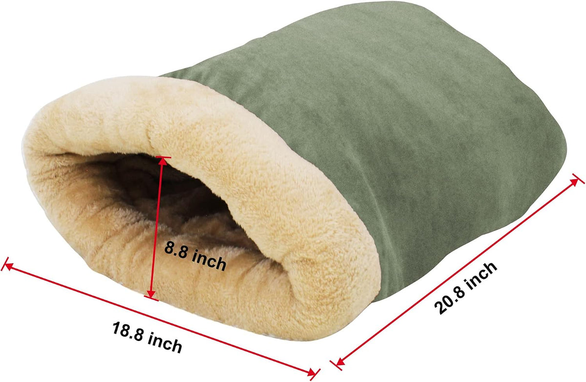 4 in 1 Self Warming Burrow Cat Bed Hideway Sleeping Cuddle Cave – Essentials for Cats - Sage Green - image 4