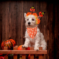 PTDECOR Halloween Dog Bandana, Ghost Pumpkin Dog Scarf - Small / Yellow&Orange - image 2