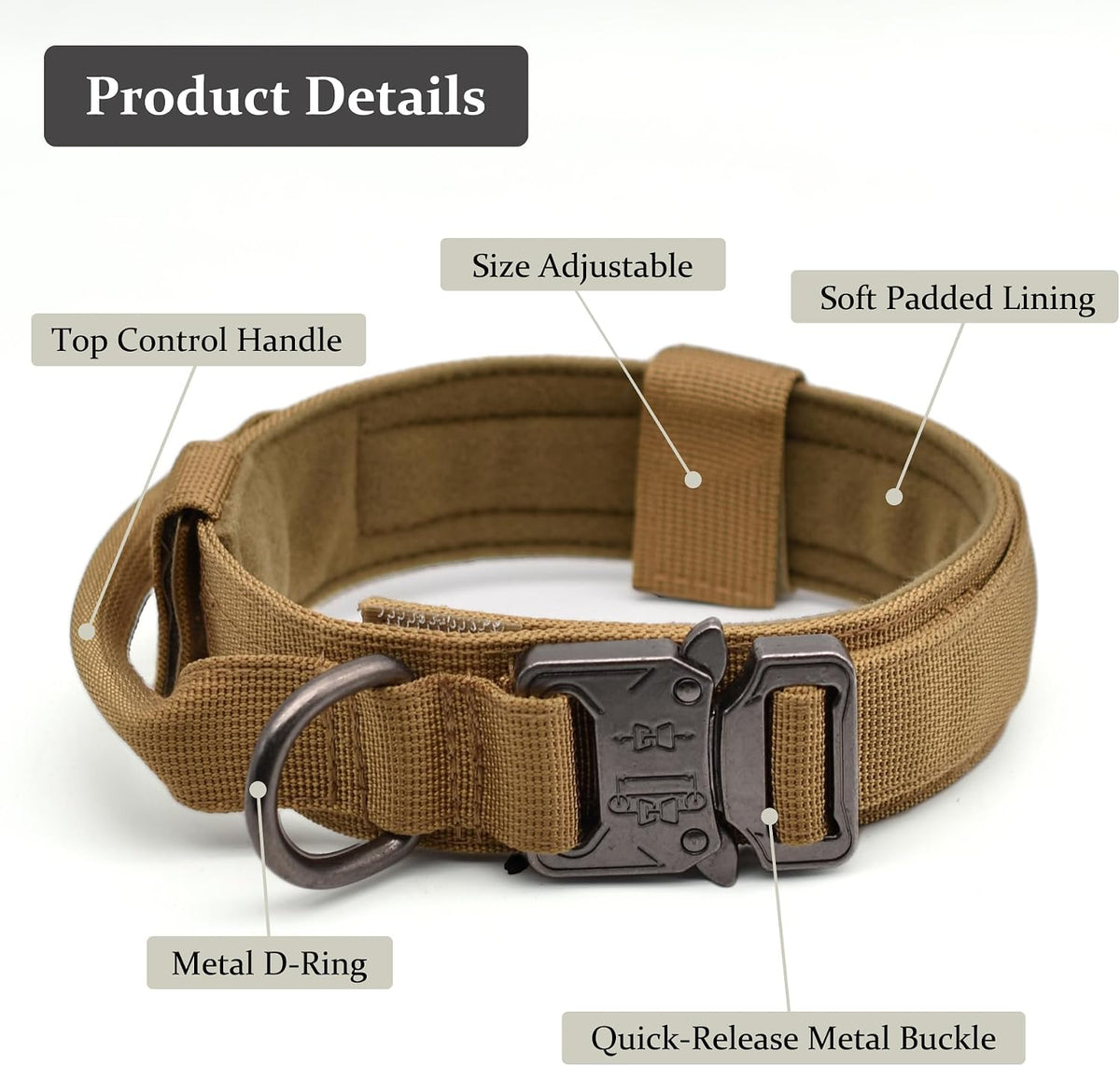 Tactical Dog Collar, Adjustable Military Training Nylon Pet Collar, Black L – Essentials for Dogs - Camo / XXLarge :Width 1.5",Neck 24-29" - image 3