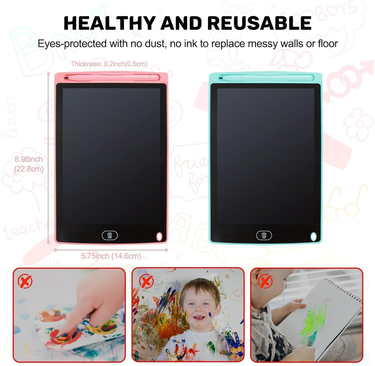LCD Writing Tablet, Pink+Blue - 8.5 Inch - image 4