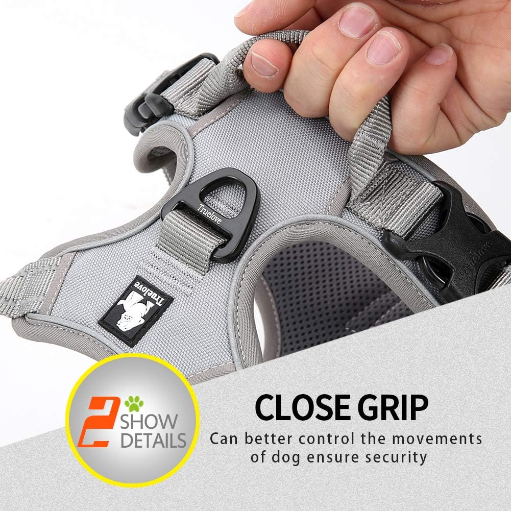 Truelove No Pull Dog Harness with Easy Control Handle and 2 Leash - Large / Gray - image 4