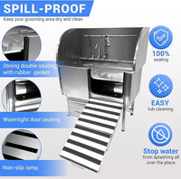 Professional Dog Grooming Tub, 50" Stainless Steel Dog Wash Station with Foldable Ramp, Storage Drawer, Floor Grate & Faucet/Dog Bathtub for Large, Medium & Small Pets - Right Door (50")
