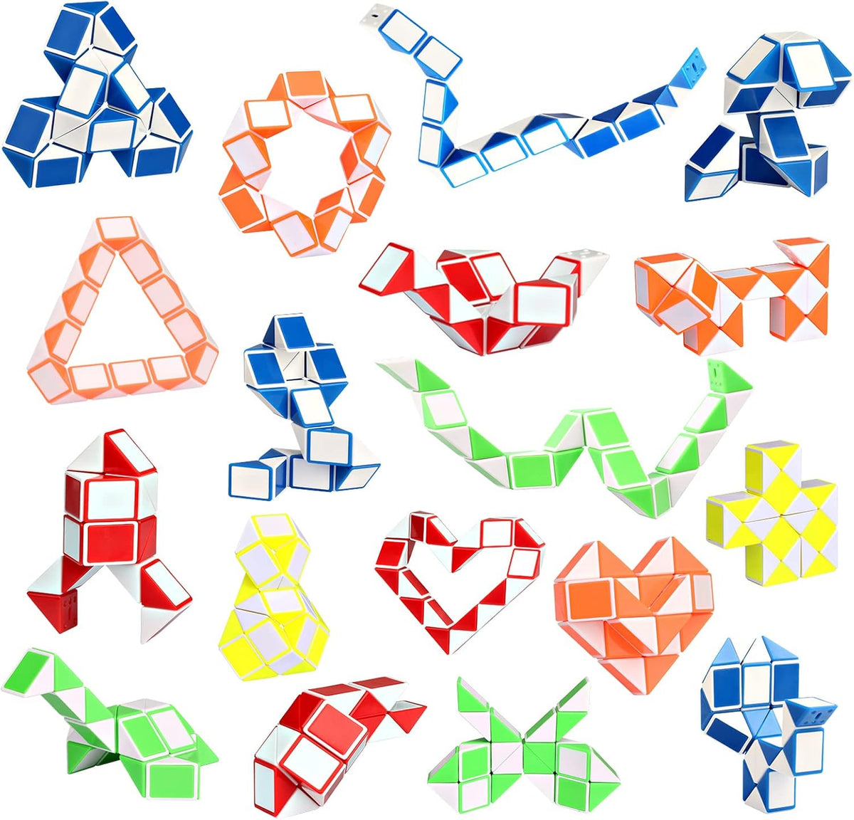 Snake Cube Puzzle, 18 Pack Yellow Party Favors for Kids – Fun for Kids & Family - 18 Pcs Snake Cubes