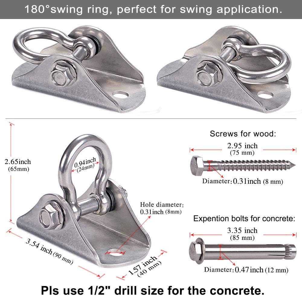 SELEWARE stainless steel swing hanger, heavy duty ceiling mount with swivel - view 31