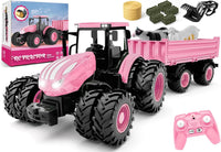 Uarzt Remote Control Tractor Toy with Trailer - Pink