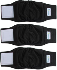 Teamoy Male Dog Belly Band, Reusable Wrap Dog Diapers - X-Small (Pack of 3) / Black-3pcs