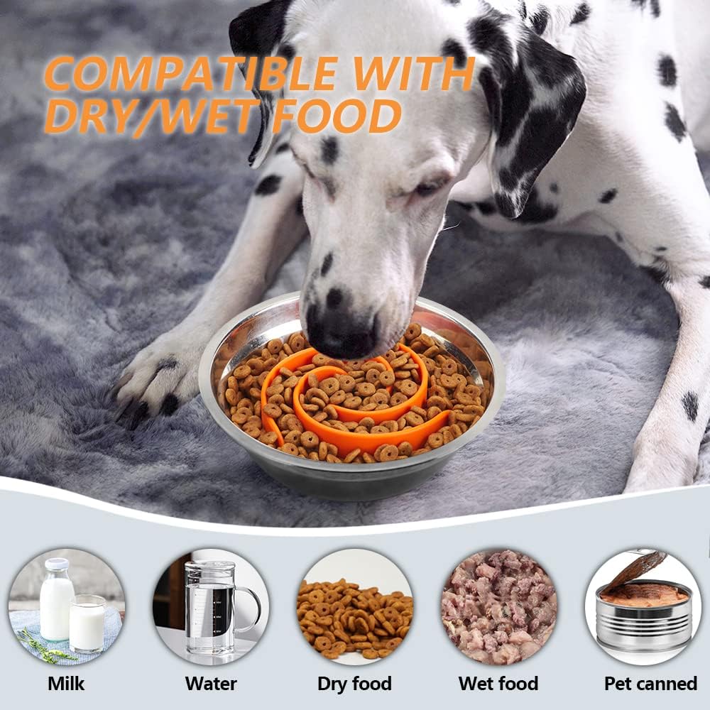 Slow Feeder Dog Bowls Insert - M / Orange - image 4