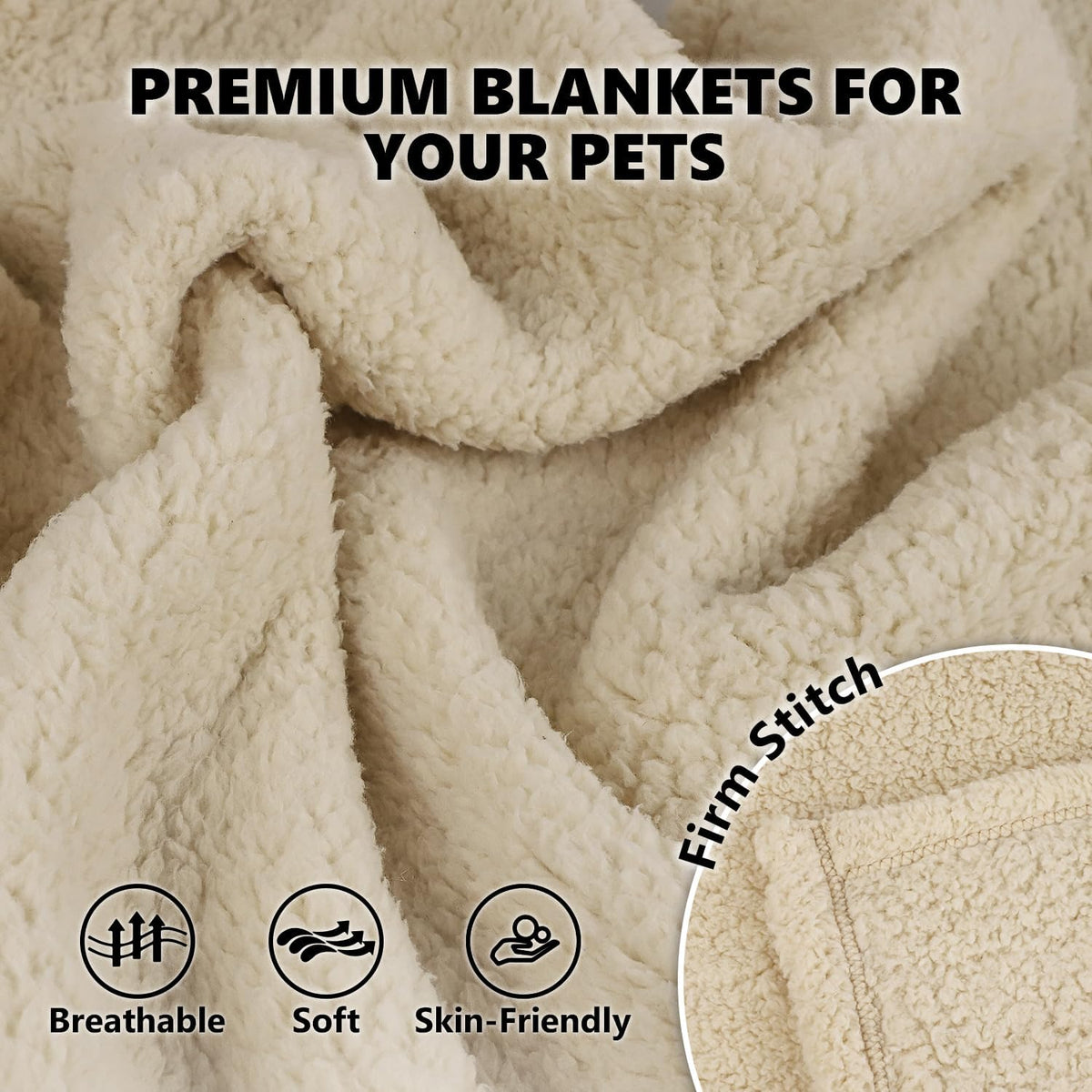 Pet Blanket, Soft Warm Sherpa Fleece Bed Blanket for Small Pets – Essentials for Cats - Beige & Beige Blanket / S-24x32'' 2PACK - image 2