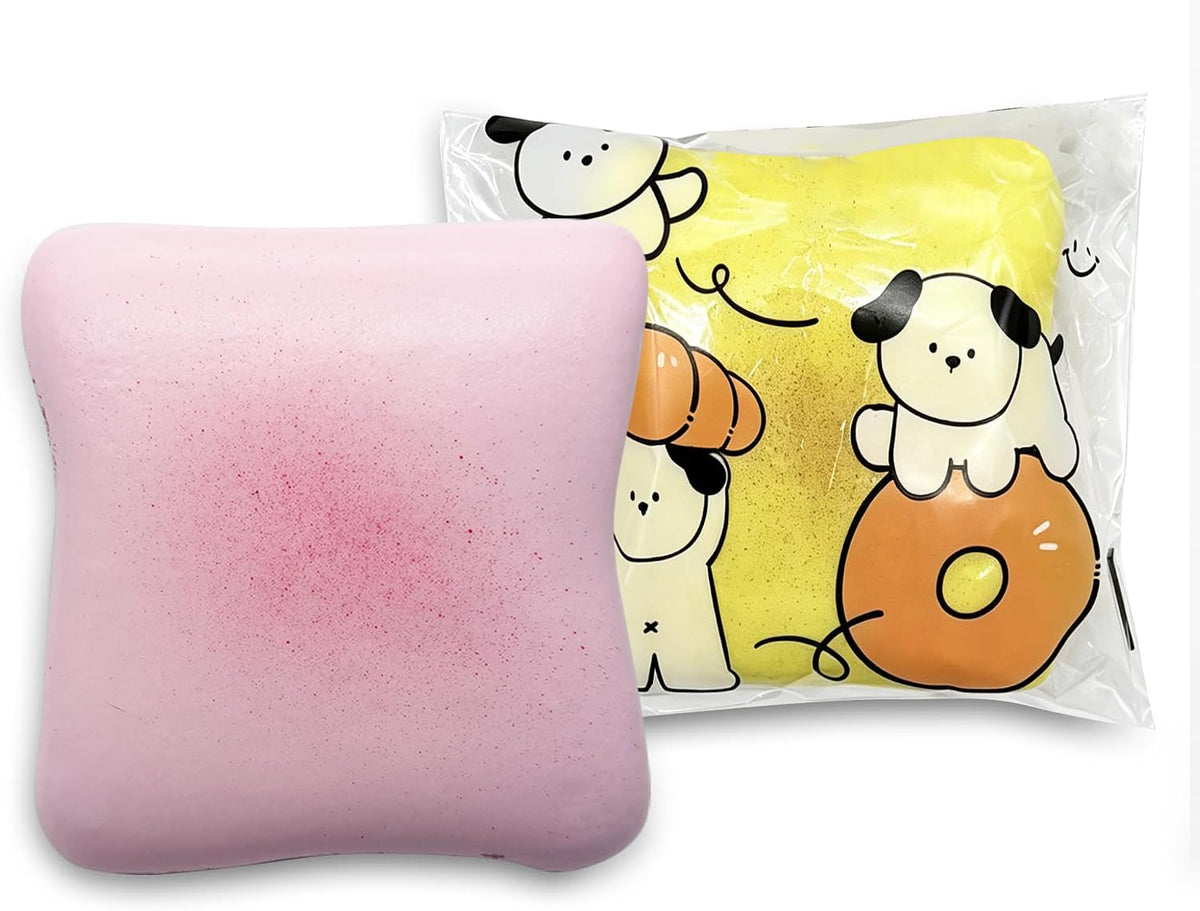 Bread Butter Squishy,Slow Rising Squishy，Stress Balls，Fidget Toy – Fun for Kids & Family - Yellow and Pink