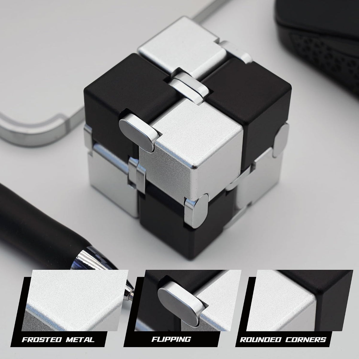 DOLASEV silver metal infinity cube fidget toy made of zinc alloy - view 28