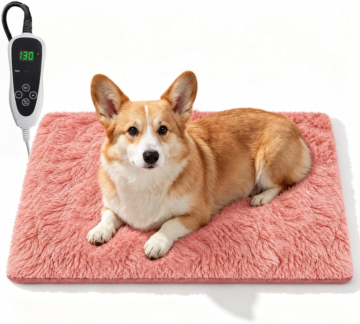Pet Heating Pad for Cats with Normally Open Function - Pink Plush / 28.0"L x 18.0"W