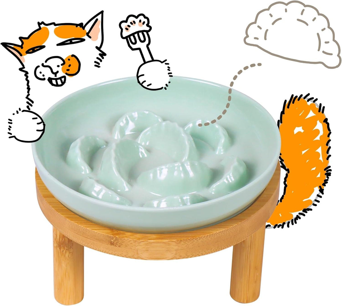 Slow Feeder Bowl for Cats and Small Dogs - Green / 6.3''W x 5''H