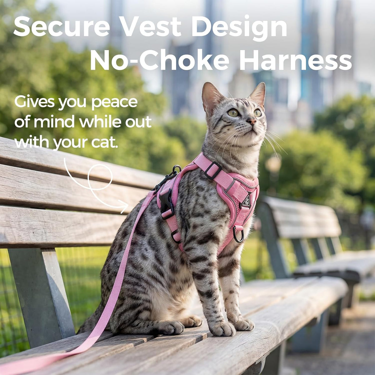 Cat Harness and Leash Set, Escape Proof Cat Vest, XL - Pink / X-Large - image 3