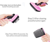 3-in 1 Dog & Cat Grooming Supplies- Self-cleaning Slicker Brush, Deshedding Rake Comb, And Finger Toothbrush For Dogs & Cats | Perfect For Pet Grooming Kit, Dematting And Dental Tool (pink)