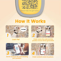 Pawaii Dog ID Tag, Silent Silicone QR Code Tag, Scan Alerts - Yellow - image 3
