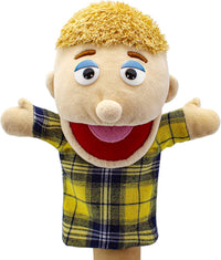 Family Hand Puppets,Puppets for Kids Role Paly Family Members 13.4 INCH Multi-Ethnic Puppets Plush - Big F-boy