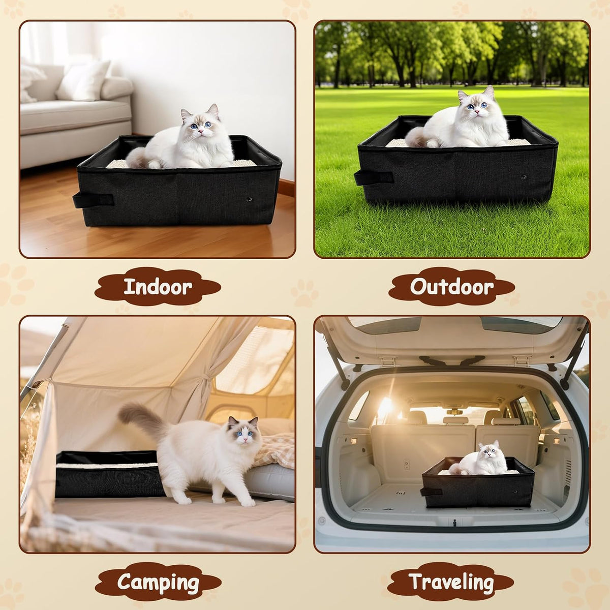 Foldable Travel Litter Box for Cats - Green - image 2